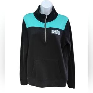 PINK Victoria's Secret Black and Teal Sweatshirt